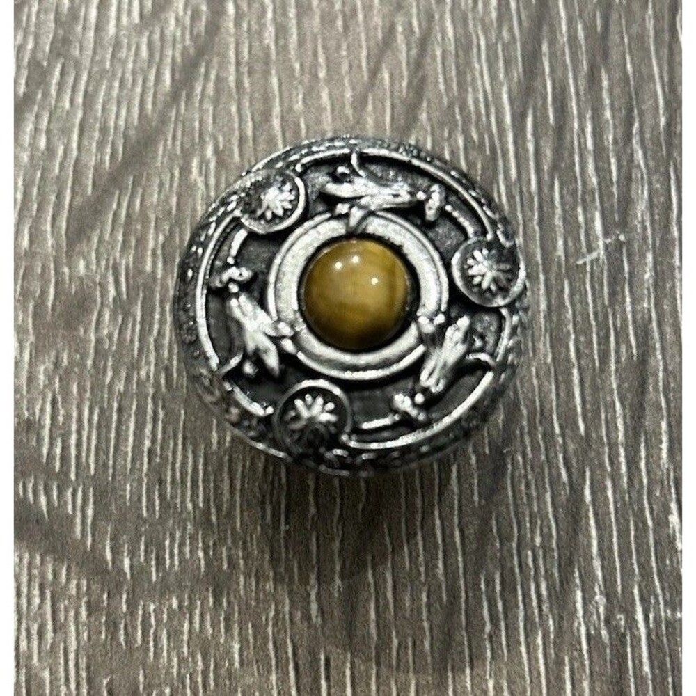 Jeweled Lily Cabinet Dresser Knobs Bright Nickel Tigers Eye High End